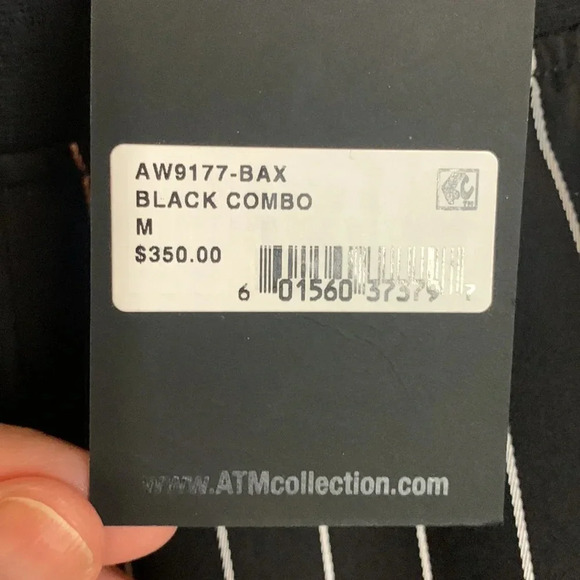NWT ATM Anthony Thomas Melillo black w/ white pinstripes pants size Medium - Picture 3 of 9